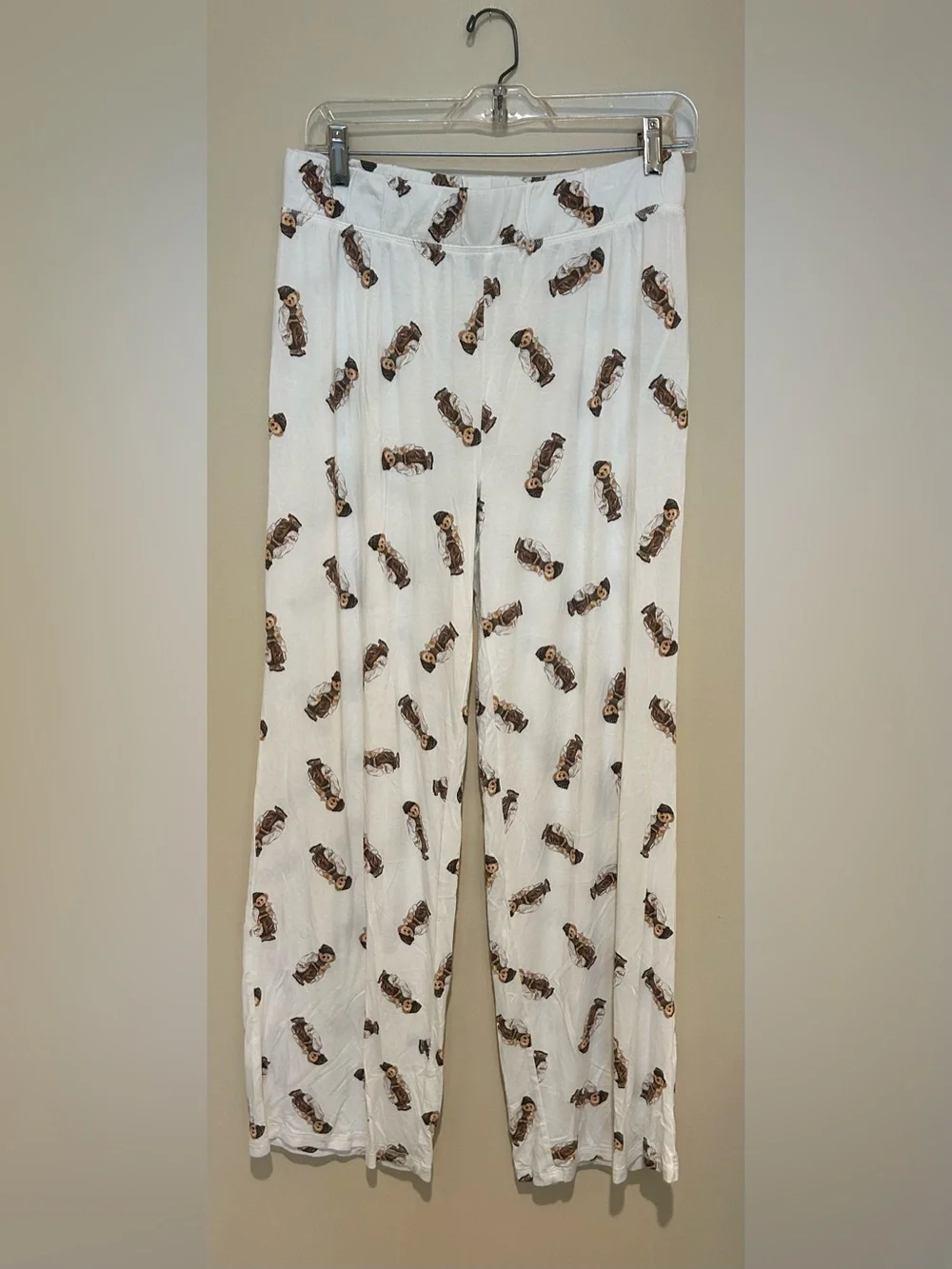Polo Ralph Lauren White Lounge Teddy Bear Pants Viscose Spandex Blend Size M